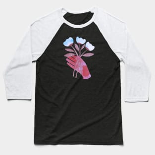 Red hand with blue flowers for you on black background Baseball T-Shirt